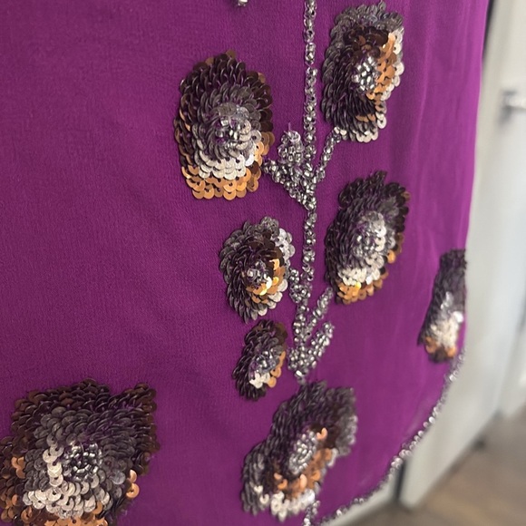 RARE Purple embellished 100% Silk Top - Picture 3 of 12